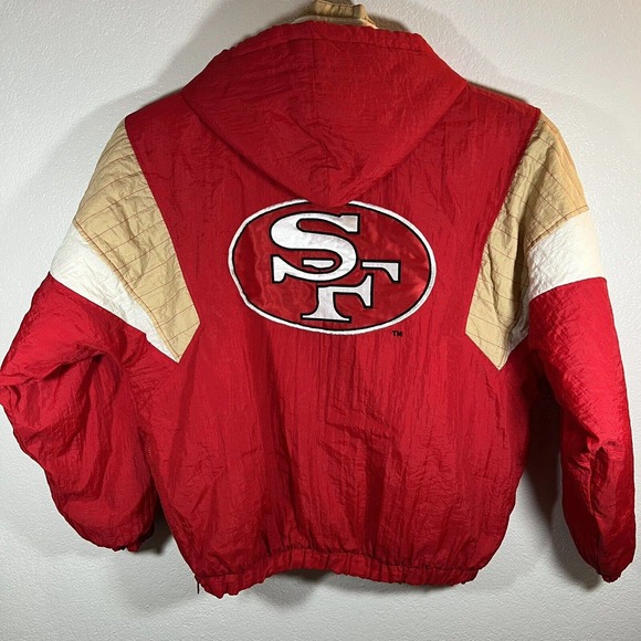 Vintage NFL Starter San Francisco 49ers Puffer Jacket Men's Sz Large Red/Gold - Picture 9 of 11
